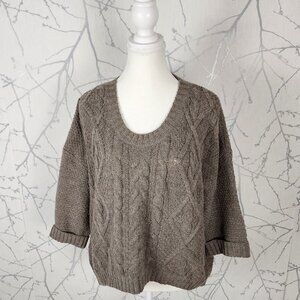 360 Sweater  Merino Wool Alpaca Cable Knit Boxy Fit Sweater